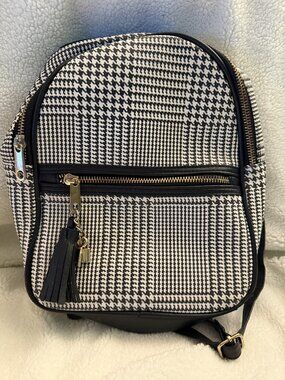 Icing Backpack Mini Stylish Houndstooth Black and White Pattern 10x8x4